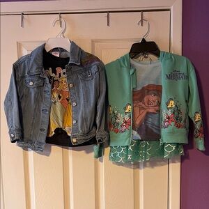 Disney Kids Blue Denim Jacket and Green Little Mermaid Hoodie